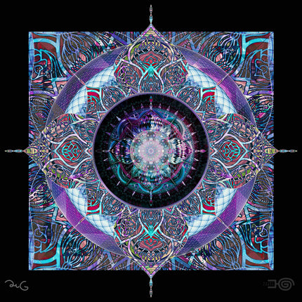 Teal Lilac Mandala Print  Sacred Geometry Boho Wall Art Poster