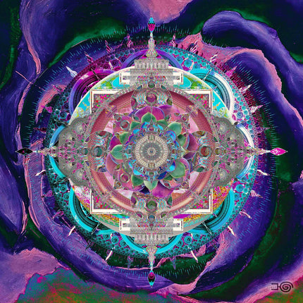 Cosmic Mandala Wall Art Print  Boho Decor Poster, Large Sacred Geometry Psychedelic art, for Yoga Studio, Office or Living Room