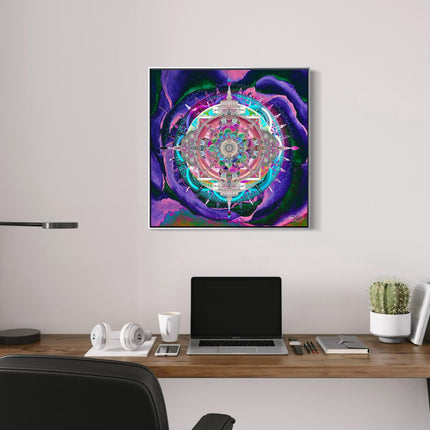 Cosmic Mandala Wall Art Print  Boho Decor Poster, Large Sacred Geometry Psychedelic art, for Yoga Studio, Office or Living Room