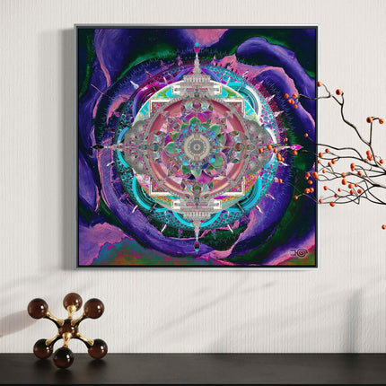 Cosmic Mandala Wall Art Print  Boho Decor Poster, Large Sacred Geometry Psychedelic art, for Yoga Studio, Office or Living Room