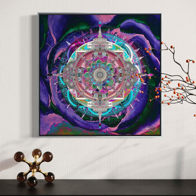Cosmic Mandala Wall Art Print  Boho Decor Poster, Large Sacred Geometry Psychedelic art, for Yoga Studio, Office or Living Room