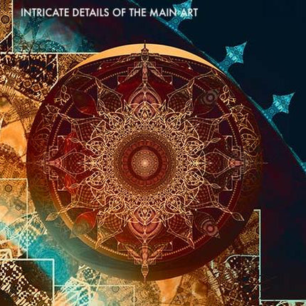 Teal Gold Mandala Print, Sacred Geometry Boho Wall Art