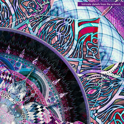 Teal Lilac Mandala Print  Sacred Geometry Boho Wall Art Poster