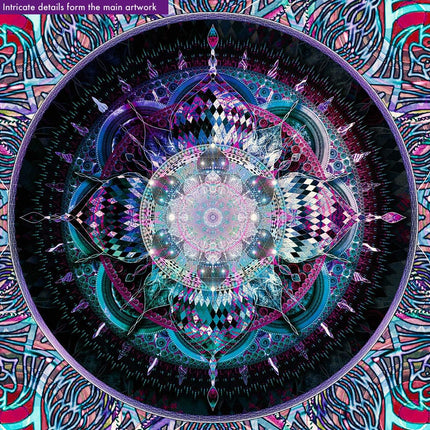 Teal Lilac Mandala Print  Sacred Geometry Boho Wall Art Poster