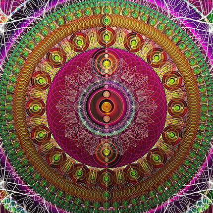 Mystic Lotus Mandala Art Print  Teal Magenta Sacred Geometry Wall Art (Digital Download)