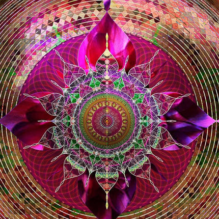 Mystic Lotus Mandala Art Print  Teal Magenta Sacred Geometry Wall Art (Digital Download)