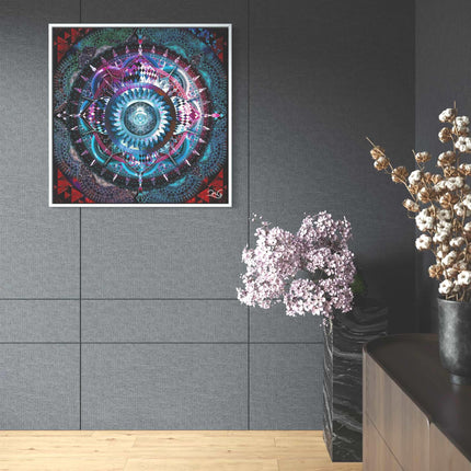 Psychedelic Sacred Geometry Mandala Print, Cosmic Boho Abstract Wall Art