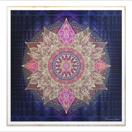 Mystic Lotus Mandala Print  Boho Sacred Geometry Wall Art, Purple Gold Spiritual Decor