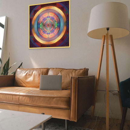 Luminous Mandala Art Print: Psychedelic Geometric Boho Wall Decor Poster