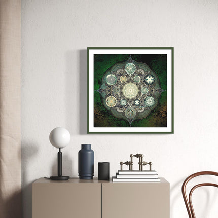 Sage Green Mandala Wall Art  Sacred Geometry Boho Print, Spiritual Decor