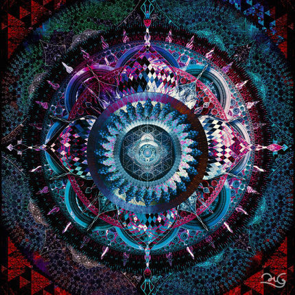 Psychedelic Sacred Geometry Mandala Print, Cosmic Boho Abstract Wall Art