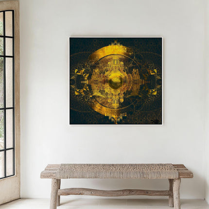 Golden Shield Mandala Art Print: Sacred Geometry Wall Decor