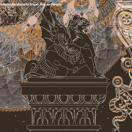 Mystical Sun Temple Wall Art  Sacred Geometry Boho Decor, Bronze Midnight Blue Print