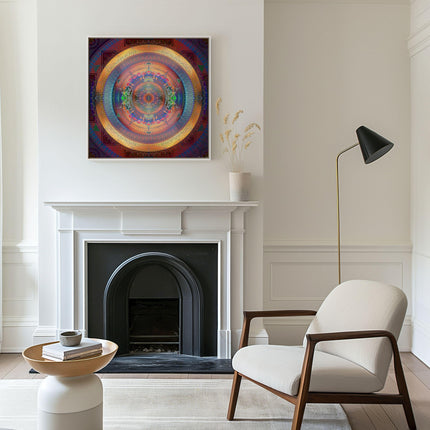 Luminous Mandala Art Print: Psychedelic Geometric Boho Wall Decor Poster