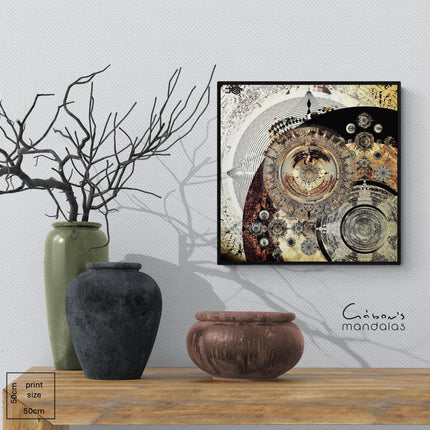 Goldenes Mandala-Kunstdruck, Heilige Geometrie Wandkunst, Boho Heiligtum Dekor