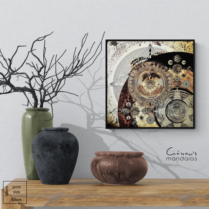 Golden Celestial Mandala Realms  Cosmic Sacred Geometry Wall Art-Boho Sanctuary Decor