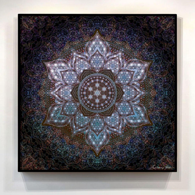 Cosmic Mandala Wall Art  Sacred Geometry Fractal Print, Galaxy Lotus Meditation Decor