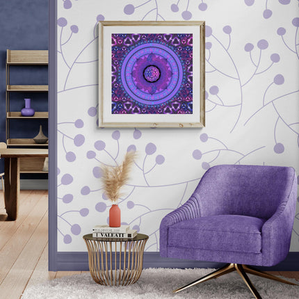 Neopsychedelic Vibrant Abstract Mandala Print, Calming Inspiring Yoga Wall Art, Spiritual Large Living Decor