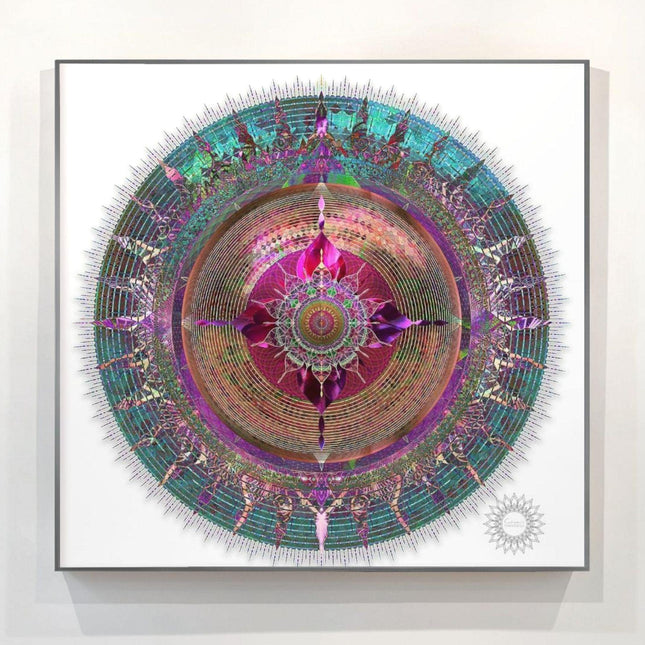 Teal Magenta Lotus Mandala Wall Art, Large Sacred Geometry Spiritual Print, for Living Room, Bedroom or Yoga Studio