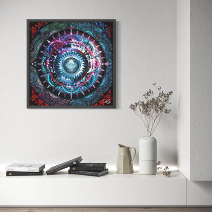 Psychedelic Sacred Geometry Mandala Print, Cosmic Boho Abstract Wall Art