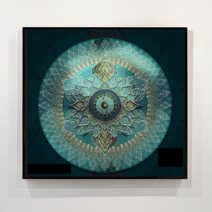 Jazbest – Türkiser Mandala-Kunstdruck, Heilige Geometrie, Boho-Wohnkultur