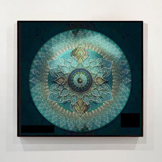 Teal Mandala Wall Art, Large Sacred Geometry Boho Print, for Wellness Space, Office or Living Room, Jazbest