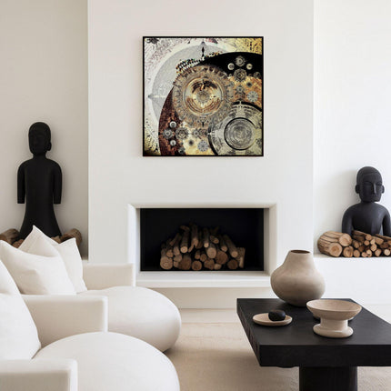 Golden Celestial Mandala Realms  Cosmic Sacred Geometry Wall Art-Boho Sanctuary Decor
