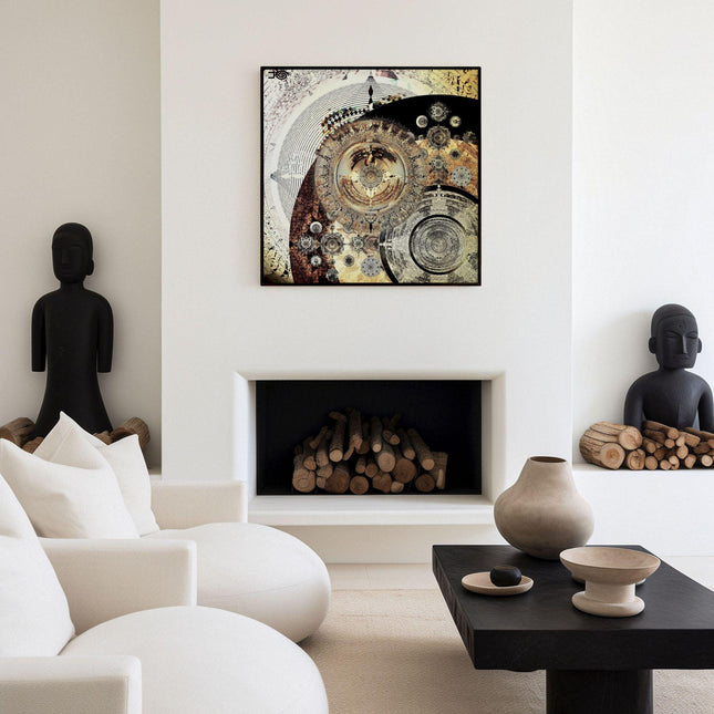 Golden Celestial Mandala Realms  Cosmic Sacred Geometry Wall Art-Boho Sanctuary Decor