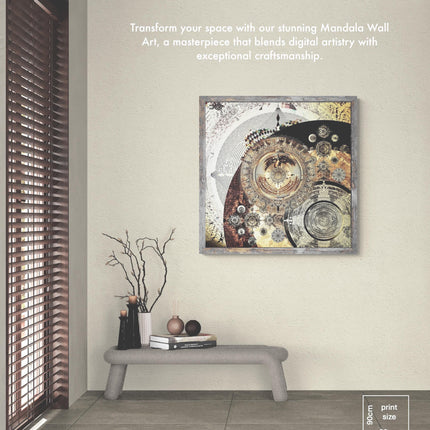 Golden Celestial Mandala Realms  Cosmic Sacred Geometry Wall Art-Boho Sanctuary Decor