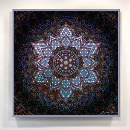 Cosmic Mandala Wall Art  Sacred Geometry Fractal Print, Galaxy Lotus Meditation Decor
