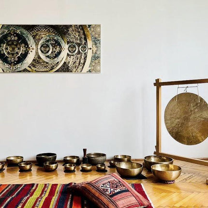 Cosmic Mandala Art Print: Teal Gold Sacred Geometry Wall Art (Vertical/Horizontal)