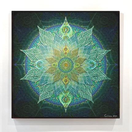 Green Mandala Art Print: Sacred Geometry, Spiritual Decor