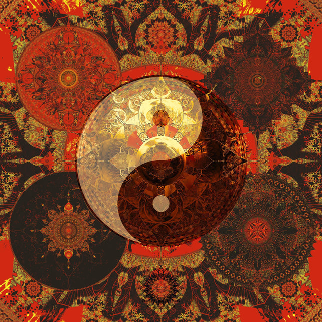 Yin Yang Mandala Wall Art, Large Sacred Geometry Spiritual Print, for Hotel Lobby, Office or Meditation Room