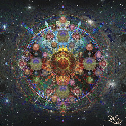 Celestial Solar Mandala Art Print  Sacred Geometry Cosmic Wall Decor (Digital Download)