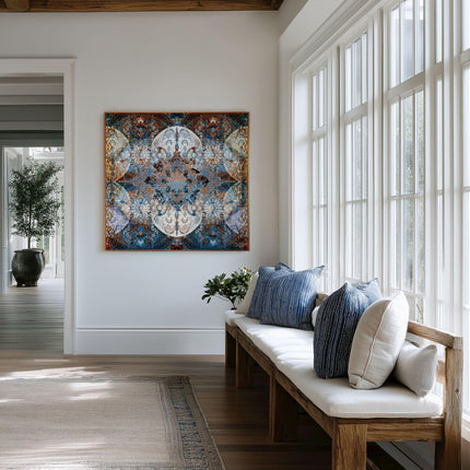 Cosmic Mandala Art Print: Spiritual Boho Decor, Sacred Geometry Print, Hahnemühle Metallic Paper,