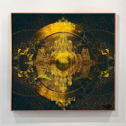 Golden Shield Mandala Art Print: Sacred Geometry Wall Decor
