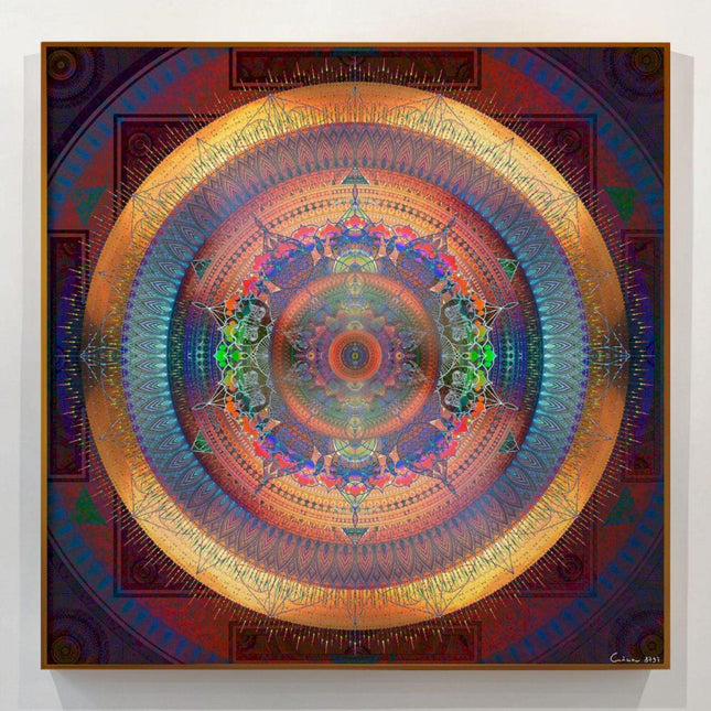 Luminous Mandala Wall Art Print, Psychedelic Sacred Geometric Boho Wall Decor , Living Room, Office or Meditation Room