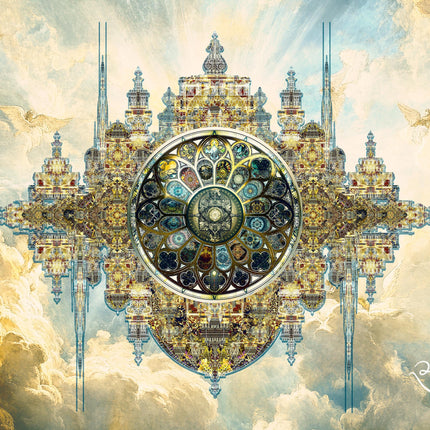 Gloria- Mandala Wall Art,Large Sacred Geometry Spiritual Print, for Hotel Lobby, Office or Meditation Room