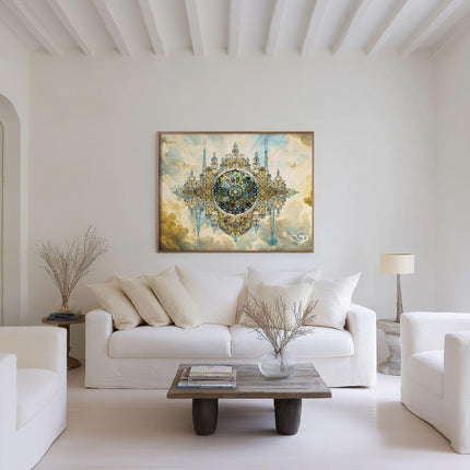 Gloria- Mandala Wall Art,Large Sacred Geometry Spiritual Print, for Hotel Lobby, Office or Meditation Room