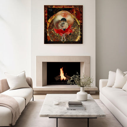 Flame of Eternal Dance, Mandala Wall Art, Large Sacred Geometry Spiritual Print, for Office, Living Room or Meditation Space