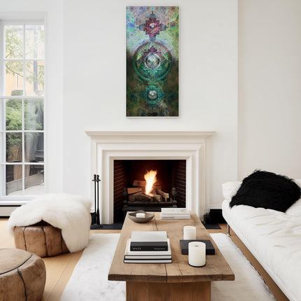 Sri Yantra inspired Mandala Wall Art, Large Sacred Geometry Spiritual Print, for Living Room, Bedroom or Yoga Studio, Zen fusion