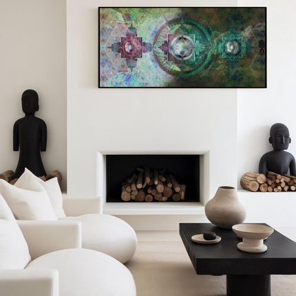 Sri Yantra inspired Mandala Wall Art, Large Sacred Geometry Spiritual Print, for Living Room, Bedroom or Yoga Studio, Zen fusion