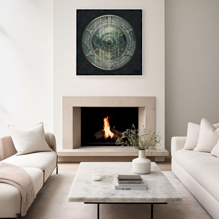 Teal Mandala Wall Art, Large Sacred Geometry Spiritual Print, for Hotel Lobby, Office or Meditation Room