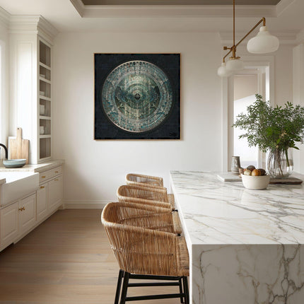 Teal Mandala Wall Art, Large Sacred Geometry Spiritual Print, for Hotel Lobby, Office or Meditation Room
