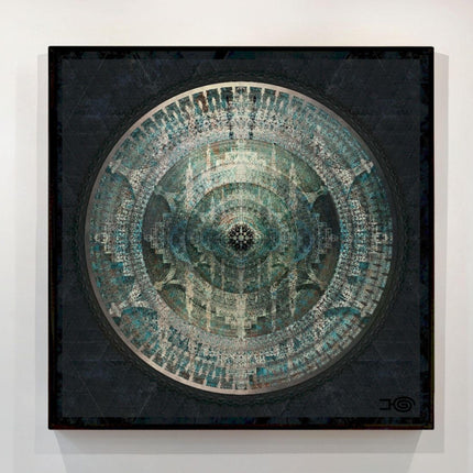 Teal Mandala Wall Art, Large Sacred Geometry Spiritual Print, for Hotel Lobby, Office or Meditation Room