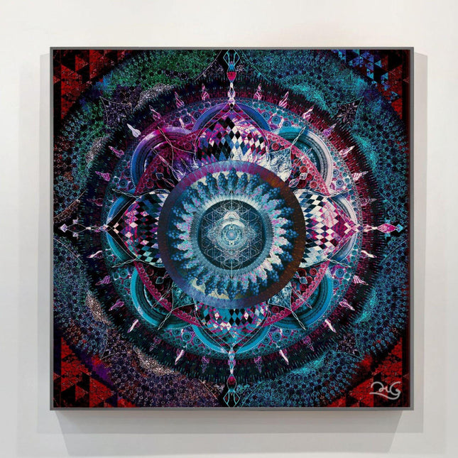 Psychedelic Sacred Geometry Mandala Print, Cosmic Boho Abstract Wall Art