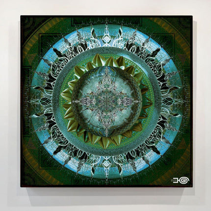 Emerald, Blue Mandala Art Print: Sacred Geometry,Boho Spiritual Home Decor