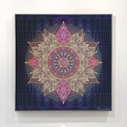 Mystic Lotus Mandala Print  Boho Sacred Geometry Wall Art, Purple Gold Spiritual Decor