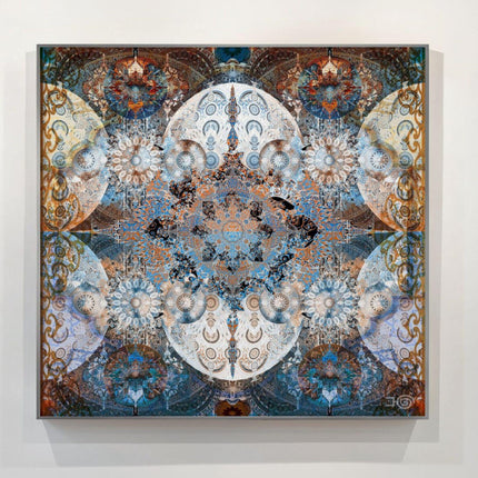 Cosmic Mandala Art Print: Spiritual Boho Decor, Sacred Geometry Print, Hahnemühle Metallic Paper,