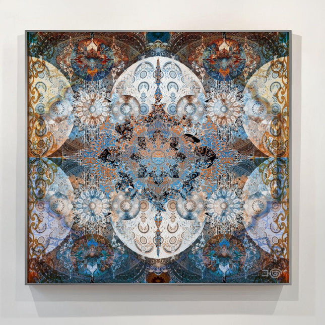 Cosmic Mandala Art Print: Spiritual Boho Decor, Sacred Geometry Print, Hahnemühle Metallic Paper,